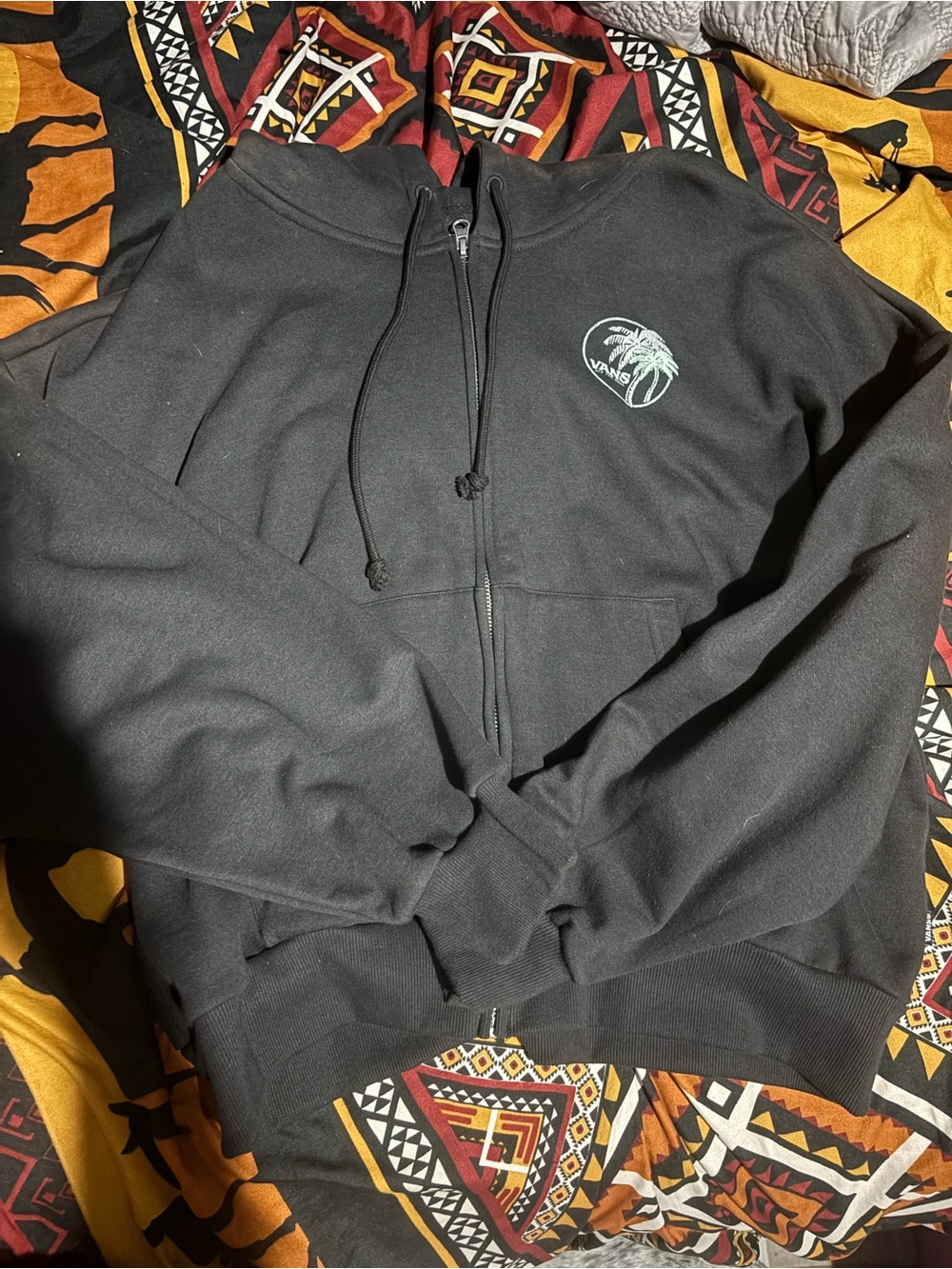 Vans Black Zip-Up Hoodie with Palm Circle Logo